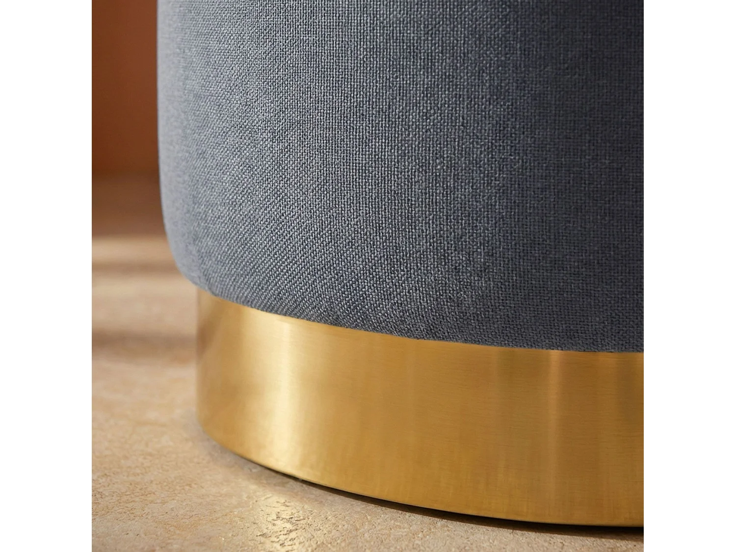 Pouf Rond en Velours Design "Minnie" 75cm Gris