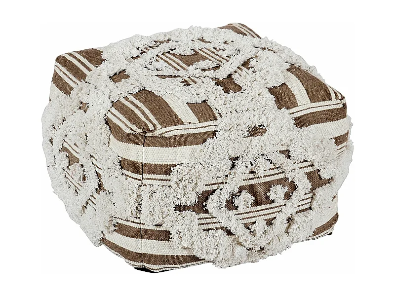 Pouf en Tissu Macramé "Tougan" 60cm Marron