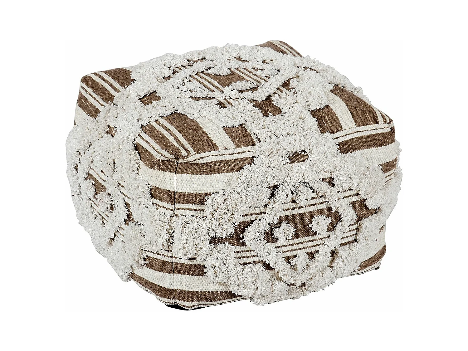 Pouf en Tissu Macramé "Tougan" 60cm Marron