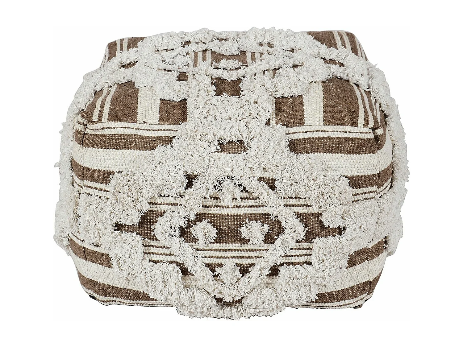 Pouf en Tissu Macramé "Tougan" 60cm Marron