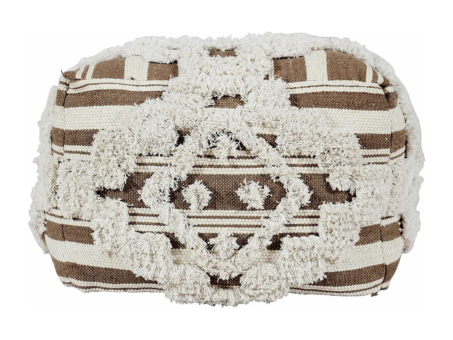 Pouf en Tissu Macramé "Tougan" 60cm Marron