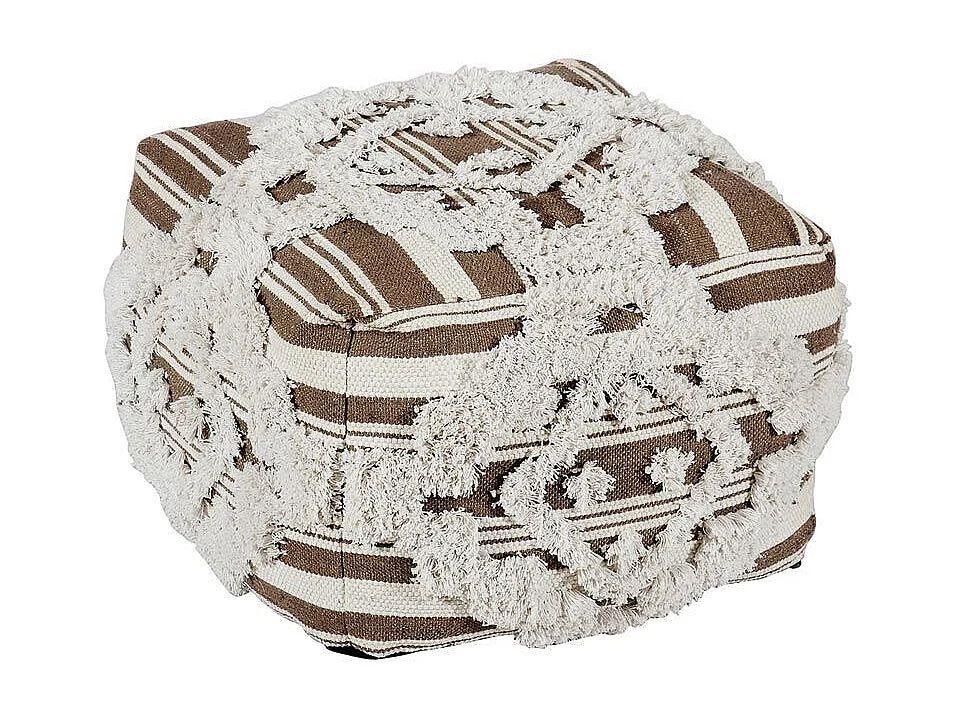 Pouf en Tissu Macramé "Tougan" 60cm Marron