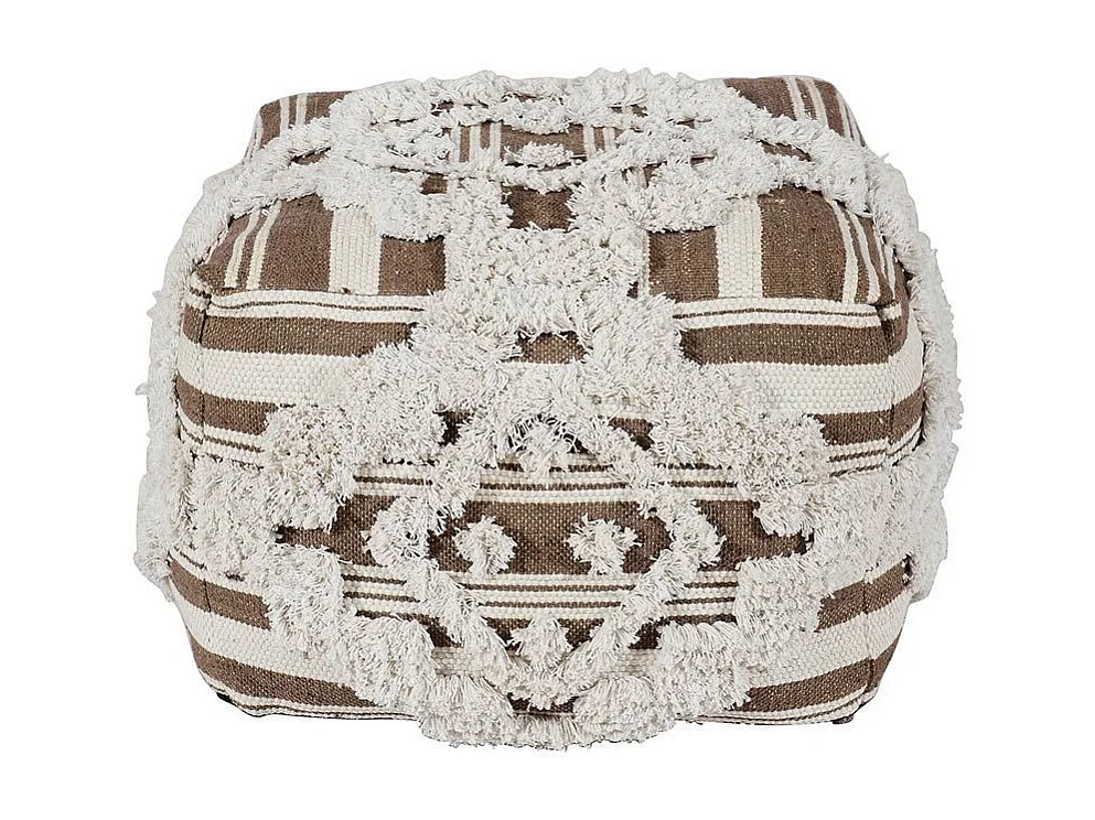 Pouf en Tissu Macramé "Tougan" 60cm Marron