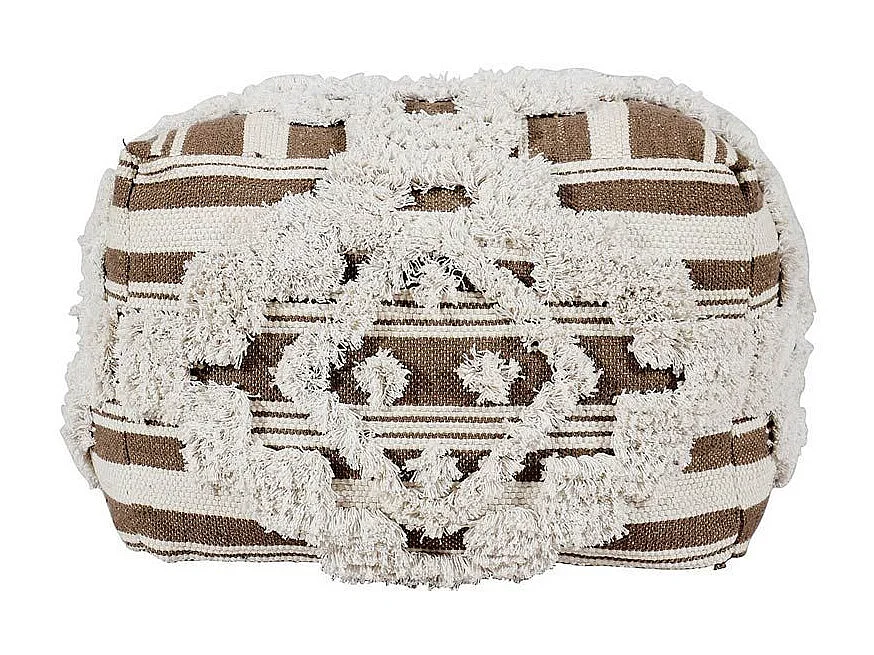 Pouf en Tissu Macramé "Tougan" 60cm Marron