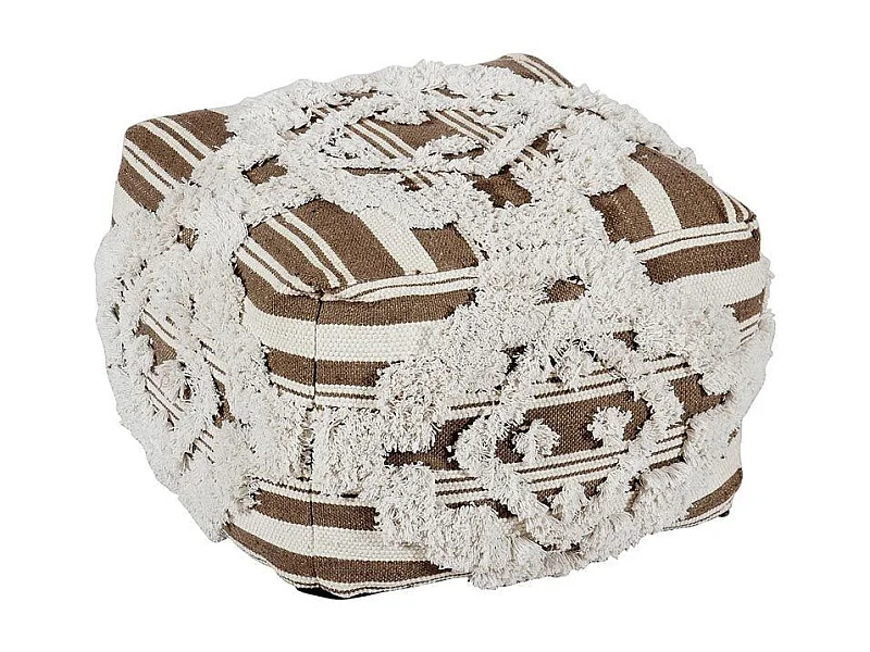 Pouf en Tissu Macramé "Tougan" 60cm Marron