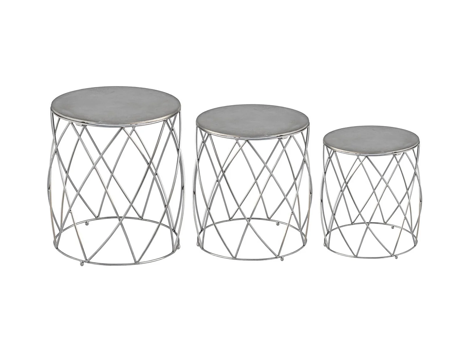 Lot de 3 Tabourets Design "Ammy" 51cm Argent