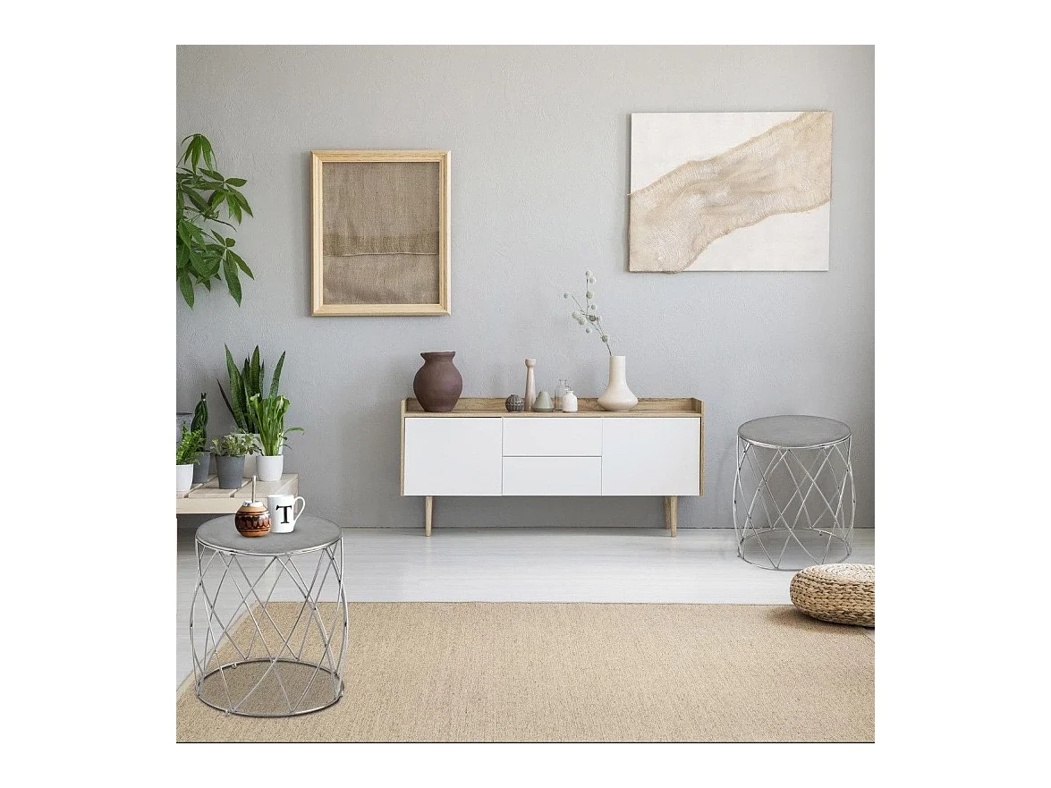 Lot de 3 Tabourets Design "Ammy" 51cm Argent