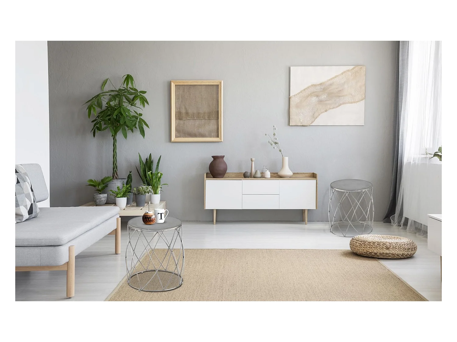 Lot de 3 Tabourets Design "Ammy" 51cm Argent