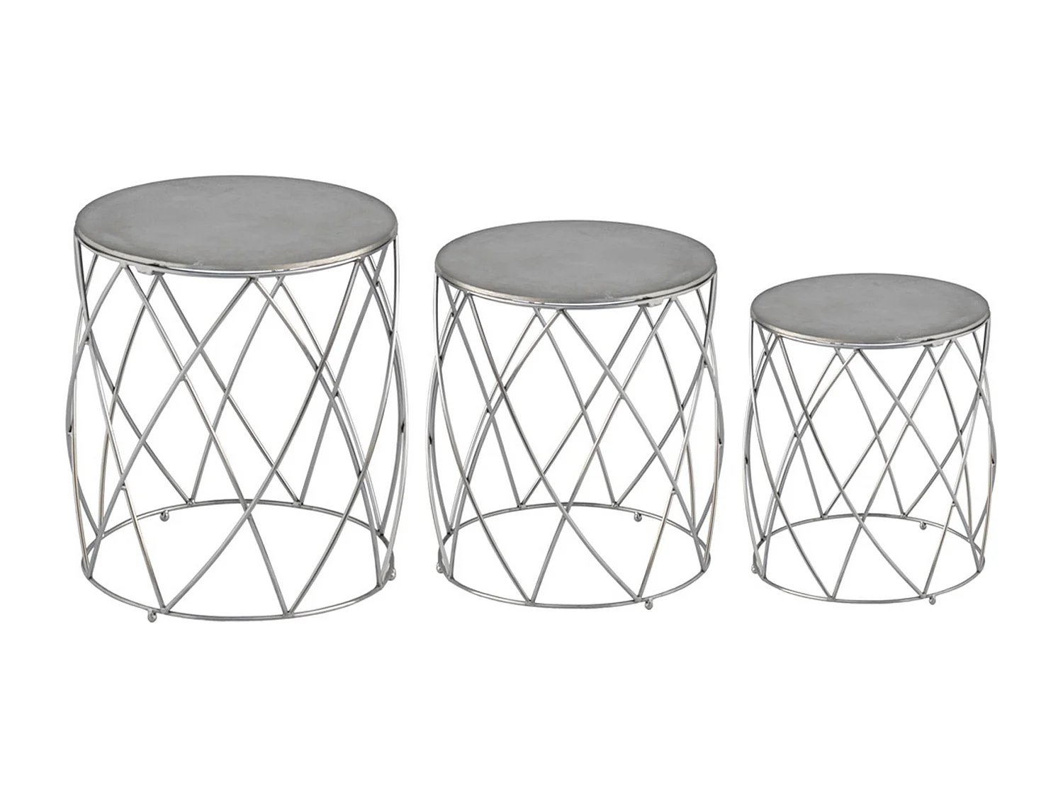 Lot de 3 Tabourets Design "Ammy" 51cm Argent