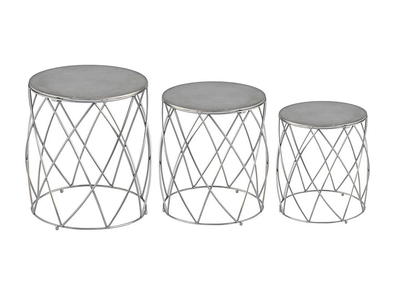 Set de 3 tabourets Lidie Nickel