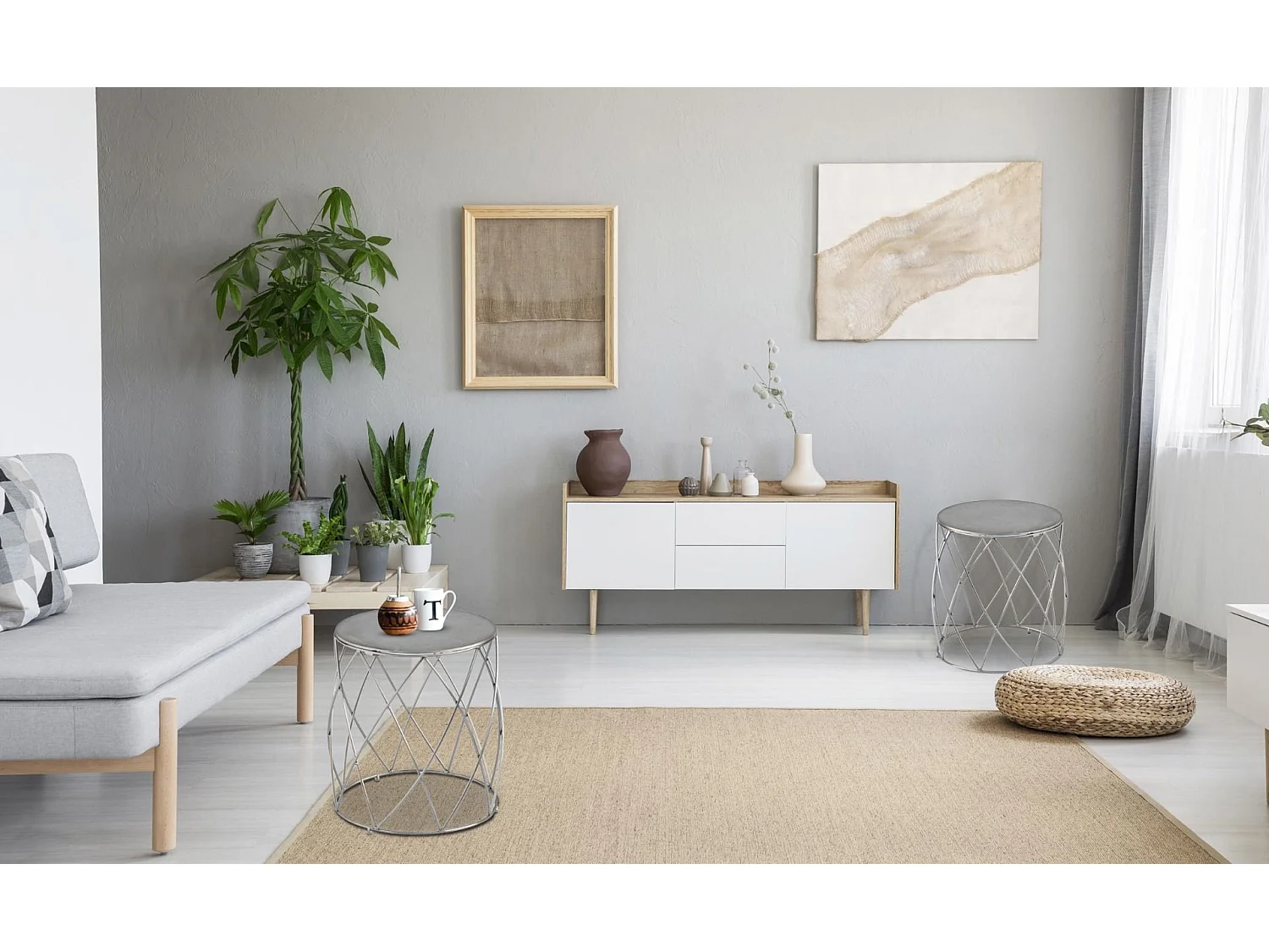 Set de 3 tabourets Lidie Nickel