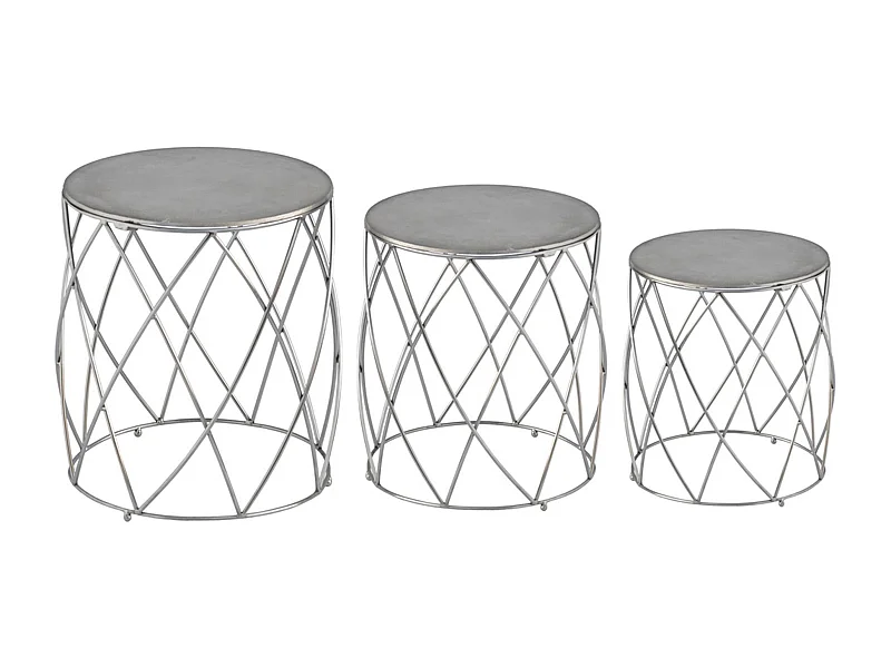 Lot de 3 Tabourets Design "Ammy" 51cm Argent