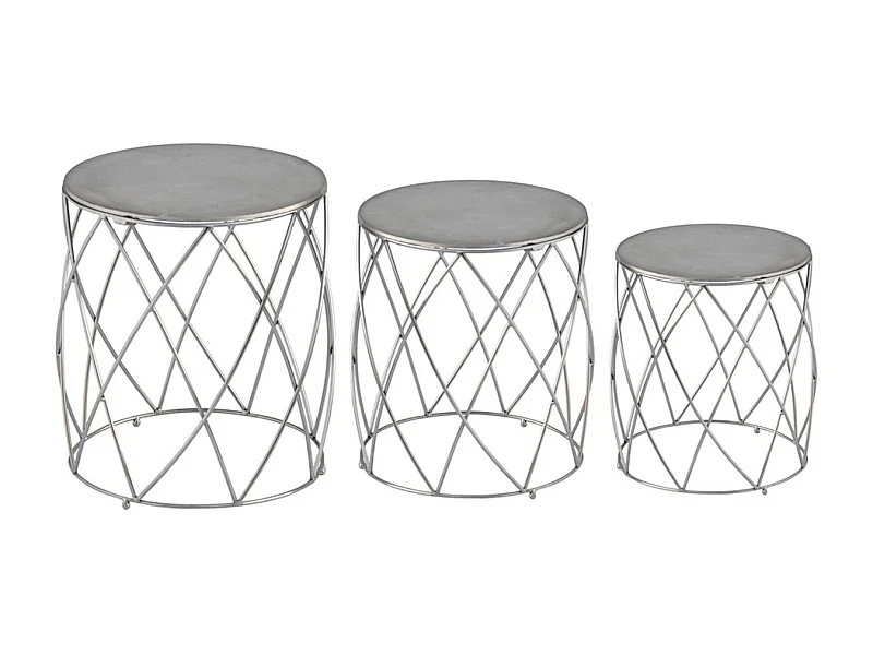 Set de 3 tabourets Lidie Nickel