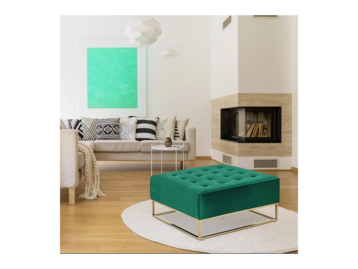 Pouf carré Hudson Velours Vert