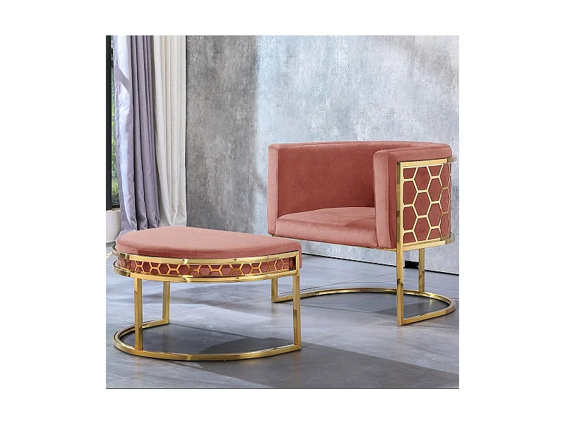 Pouf / repose-pieds Honey Velours Rose