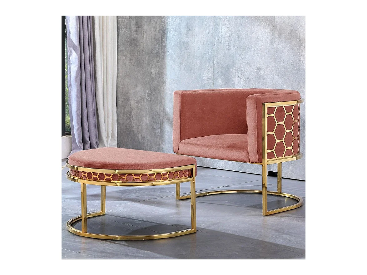 Pouf / repose-pieds Honey Velours Rose