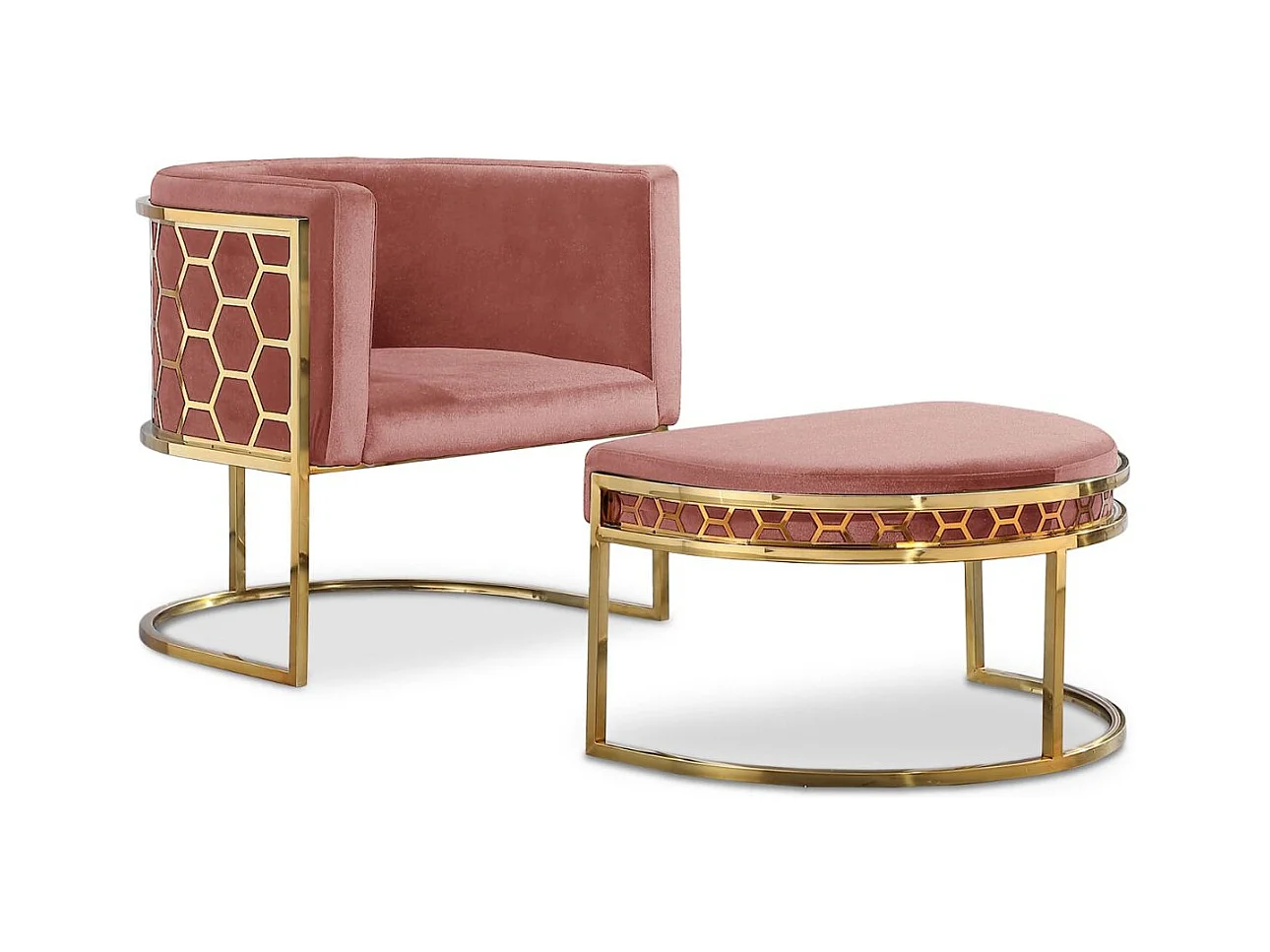 Pouf / repose-pieds Honey Velours Rose