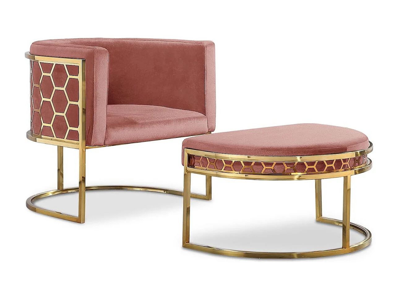 Pouf / repose-pieds Honey Velours Rose