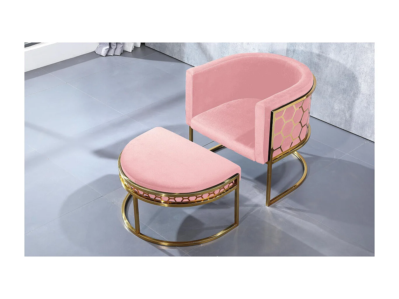 Pouf / repose-pieds Honey Velours Rose