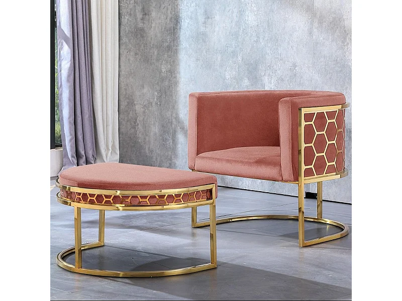 Pouf / repose-pieds Honey Velours Rose