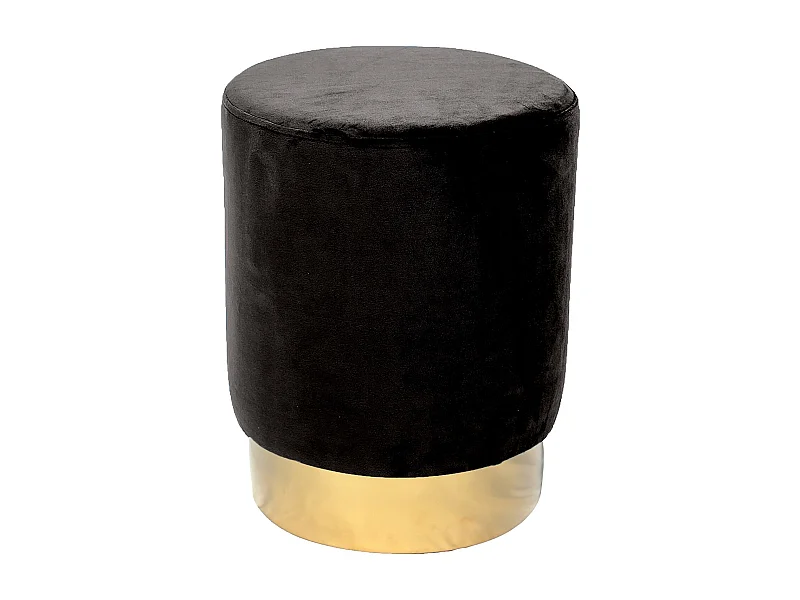Tabouret Jona Velours Noir Pied Or