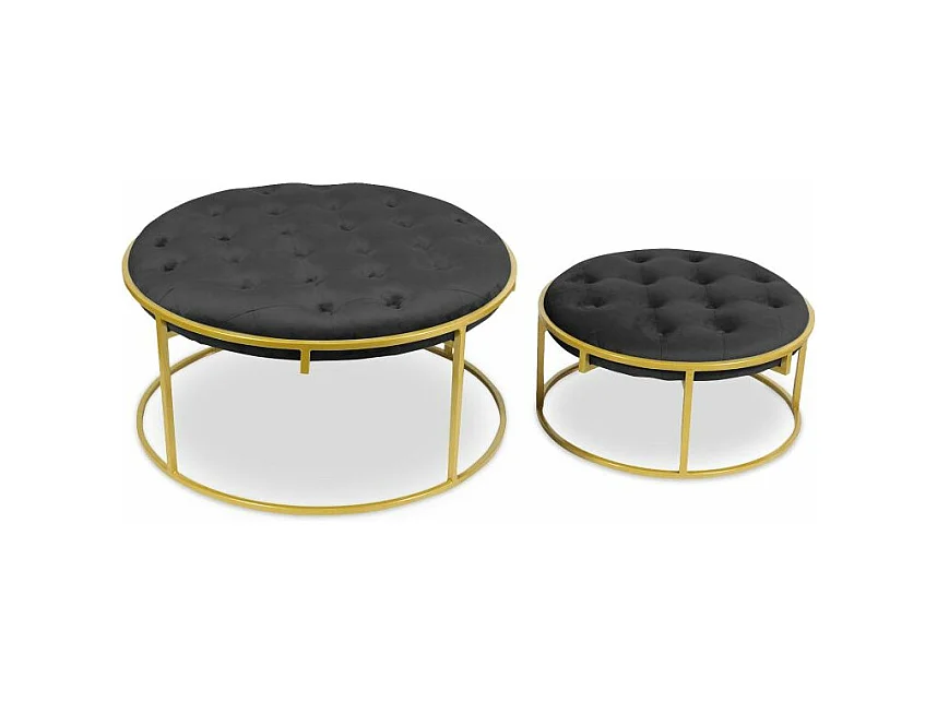 Lot de 2 Poufs Design en Velours "Valona" 75cm Noir