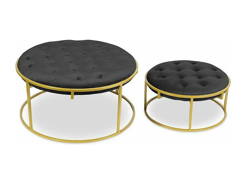 Lot de 2 Poufs Design en Velours "Valona" 75cm Noir
