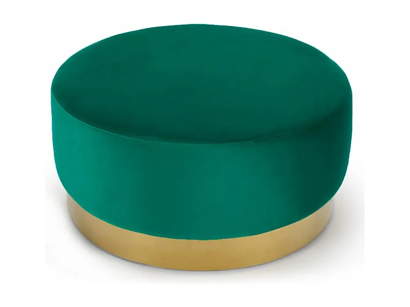 Pouf Rond Daisy Velours Vert Pied Or