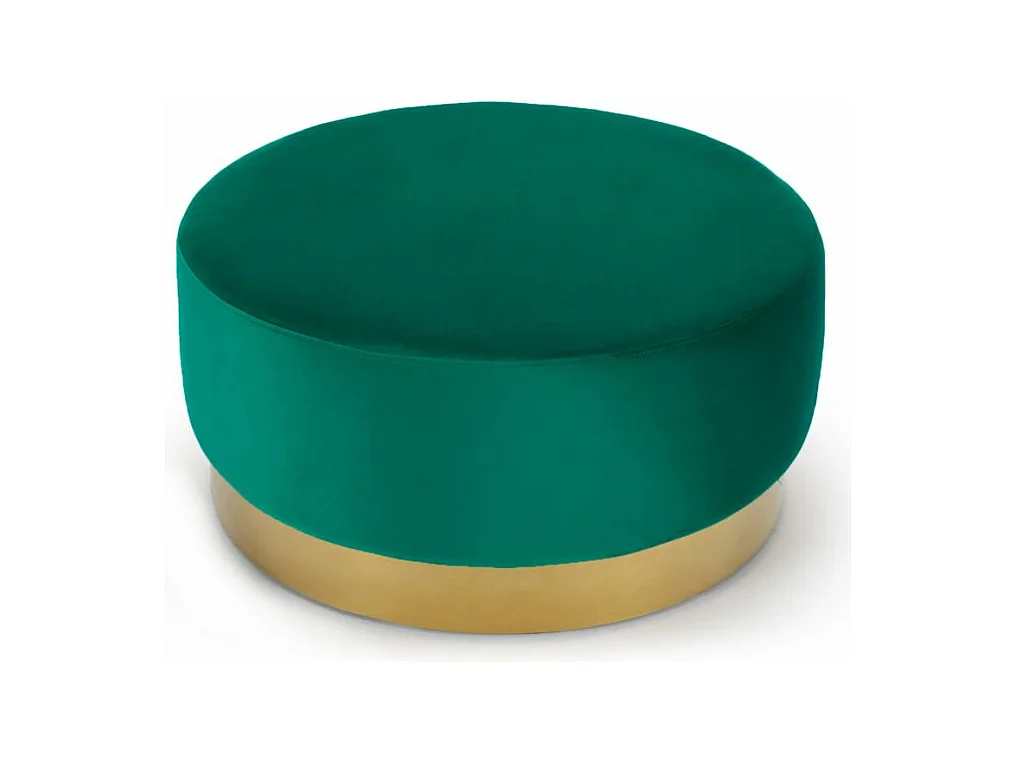 Pouf Rond Daisy Velours Vert Pied Or