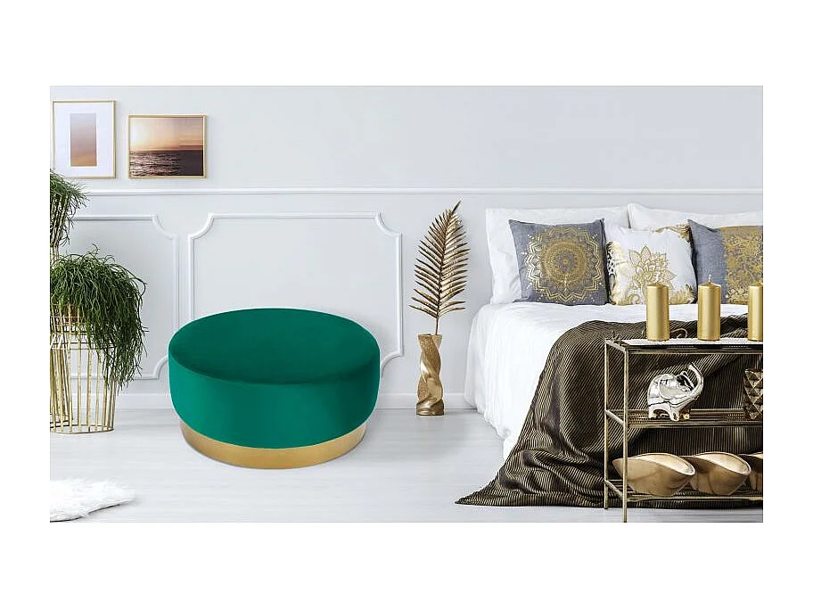 Pouf Rond en Velours Design "Minnie" 75cm Vert