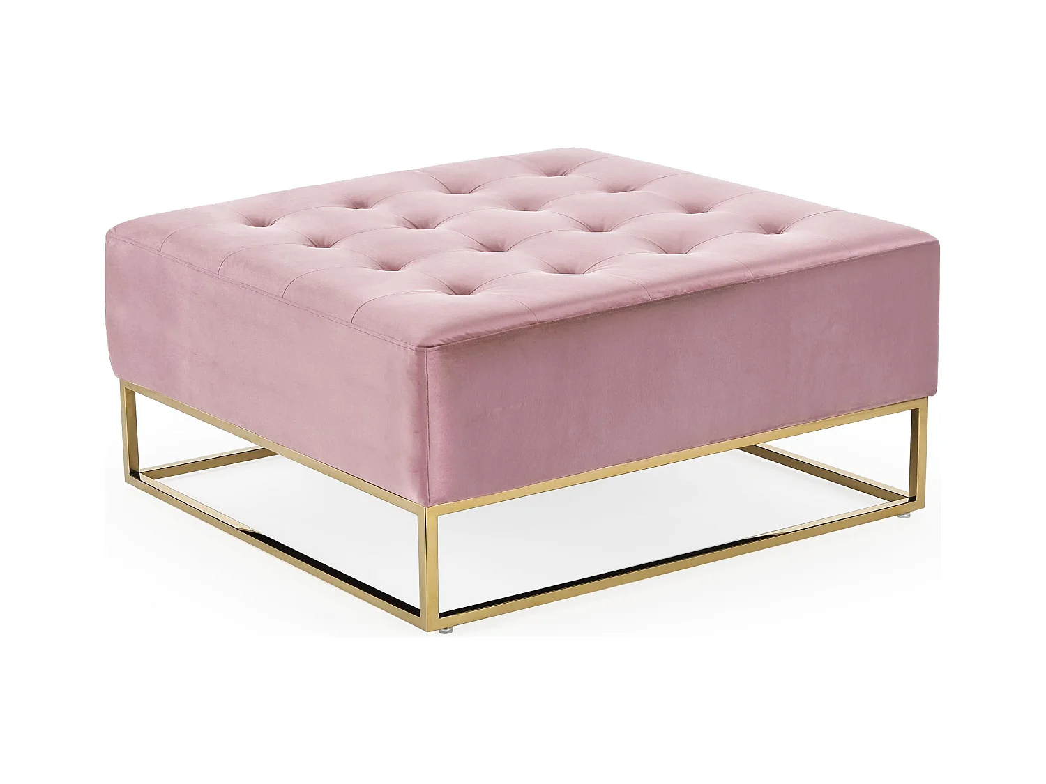 Pouf carré Hudson Velours Rose