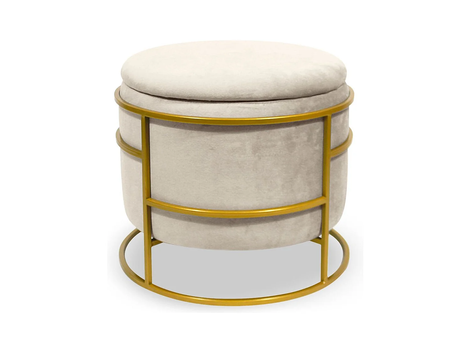 Pouf coffre rond Ringo en velours Beige