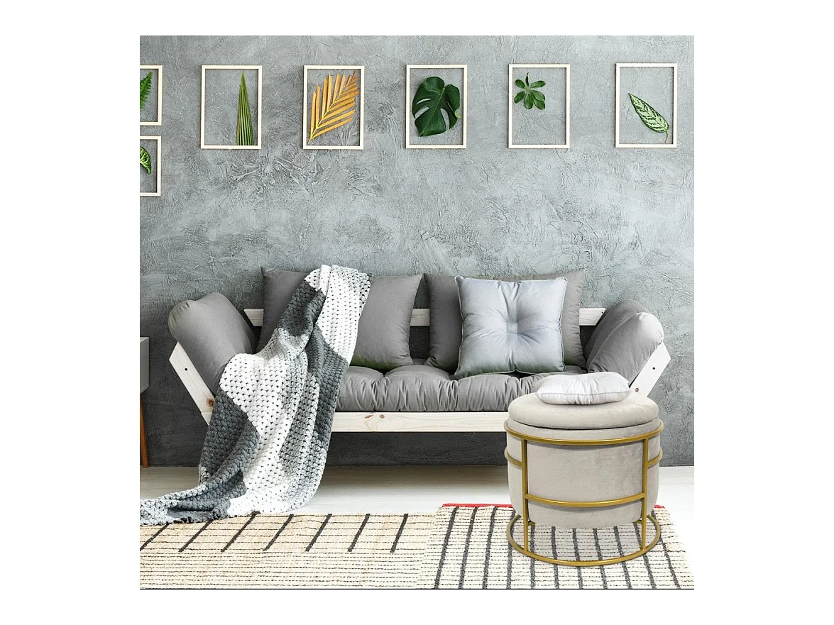 Pouf coffre rond Ringo en velours Beige