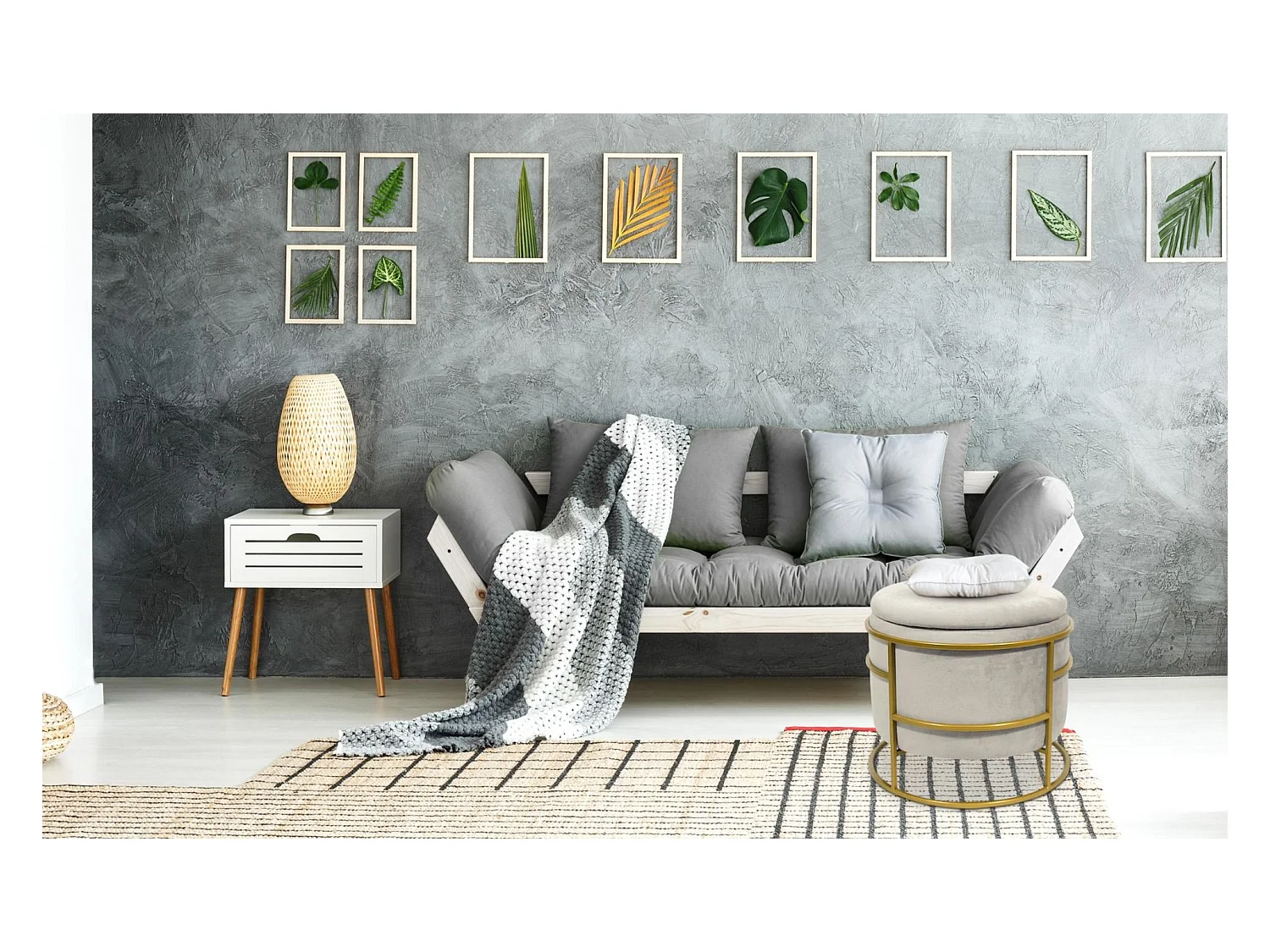 Pouf coffre rond Ringo en velours Beige