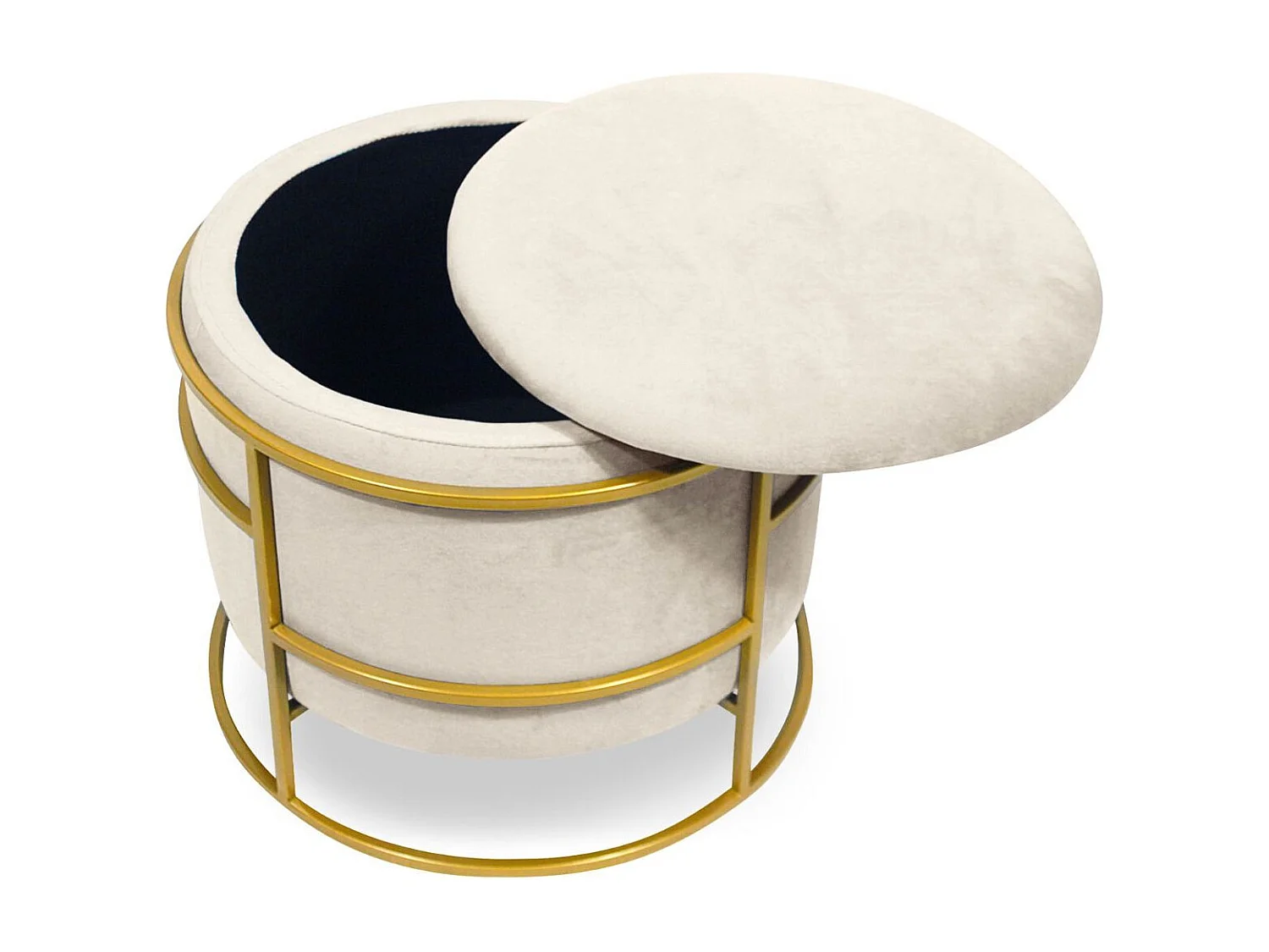 Pouf coffre rond Ringo en velours Beige