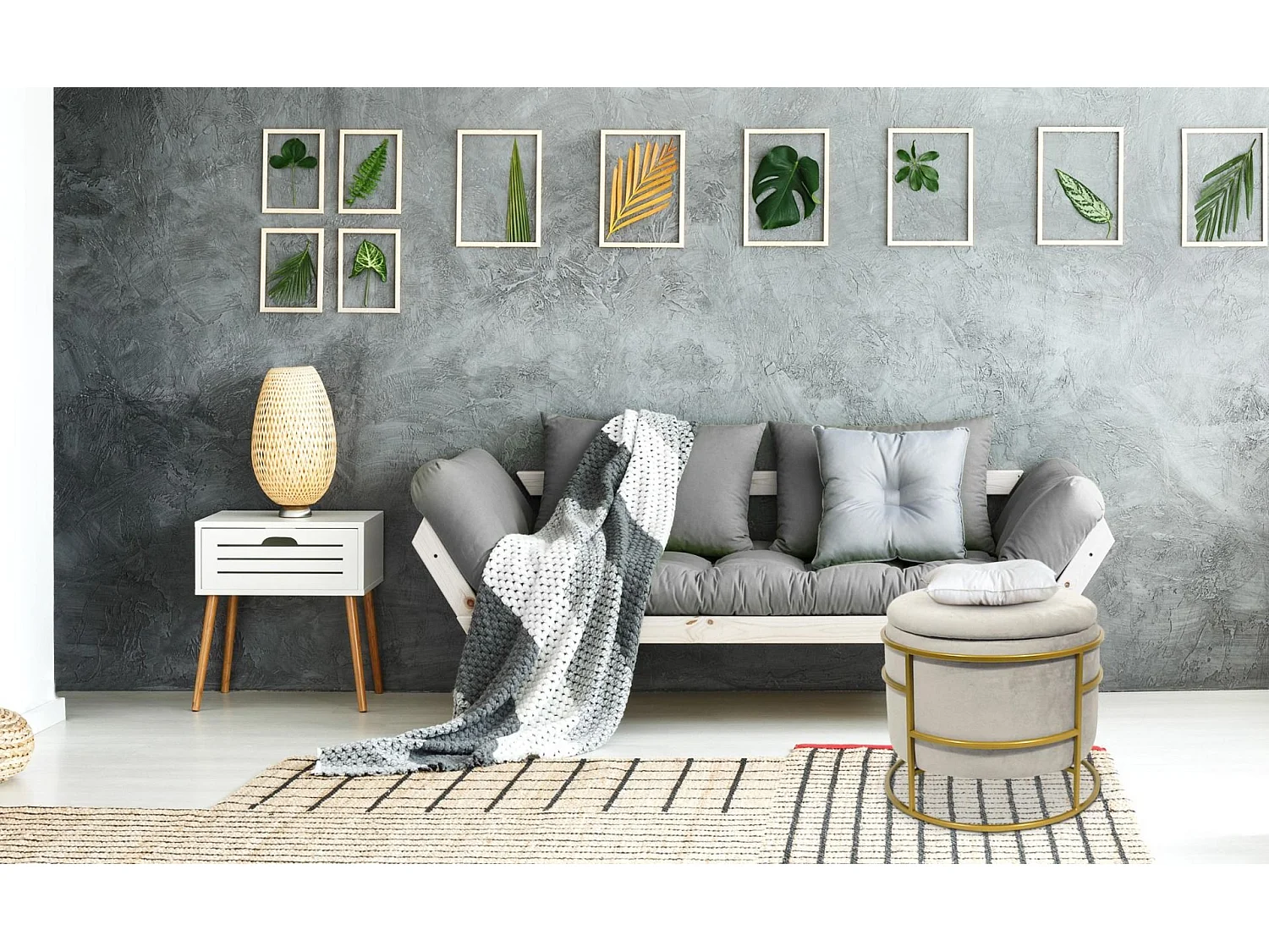 Pouf coffre rond Ringo en velours Beige