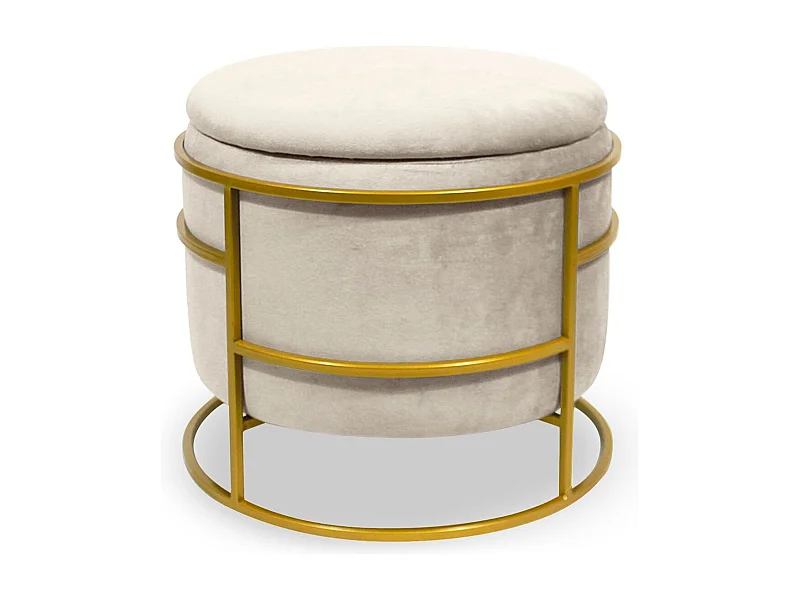 Pouf coffre rond Ringo en velours Beige
