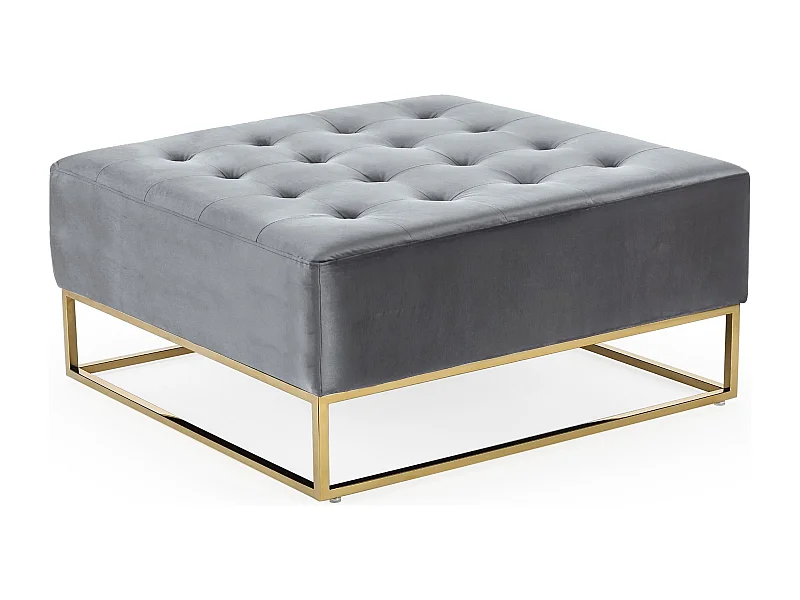 Pouf Carré en Velours "Lakota" 90cm Argent