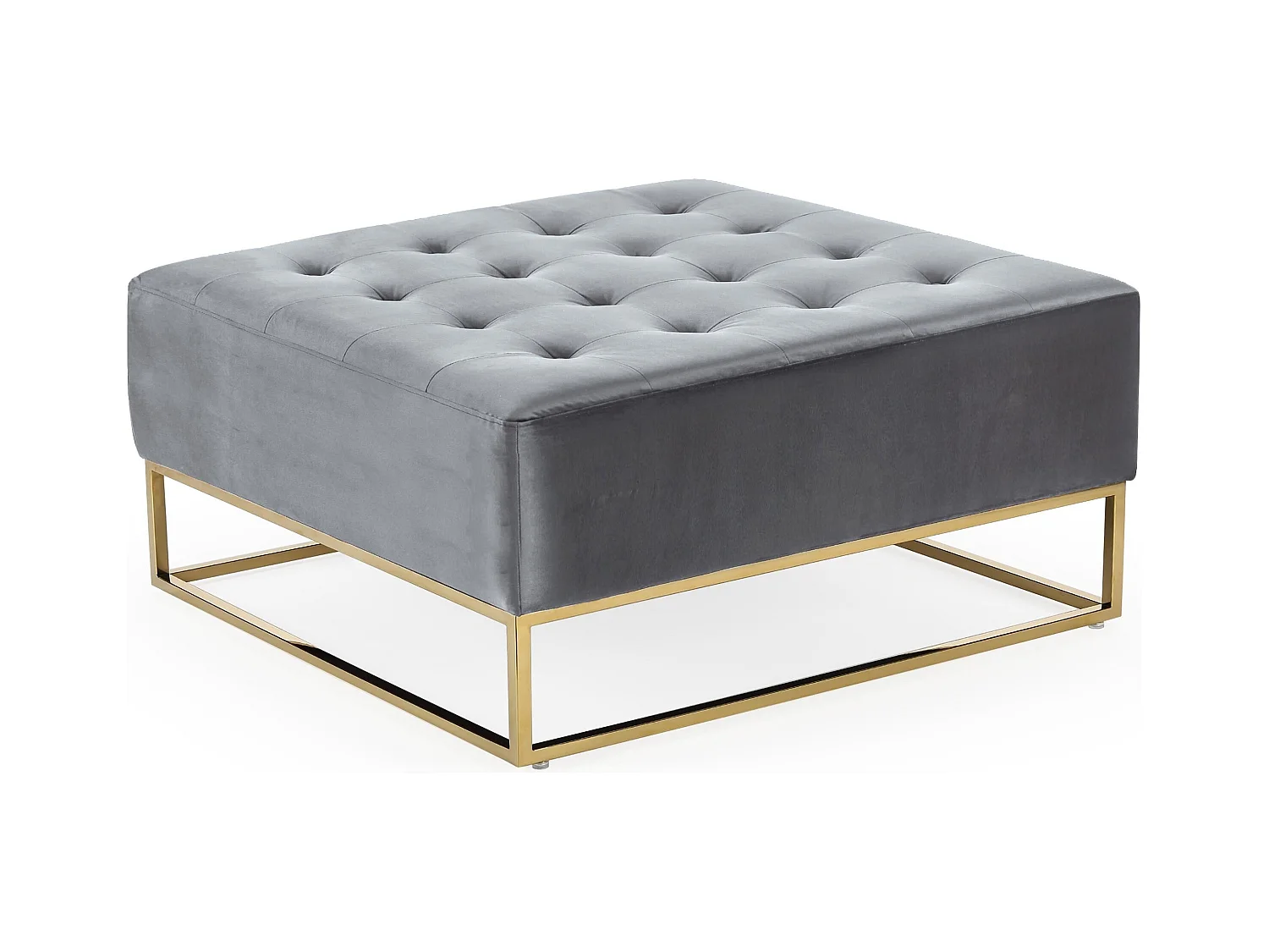 Pouf carré Hudson Velours Argent