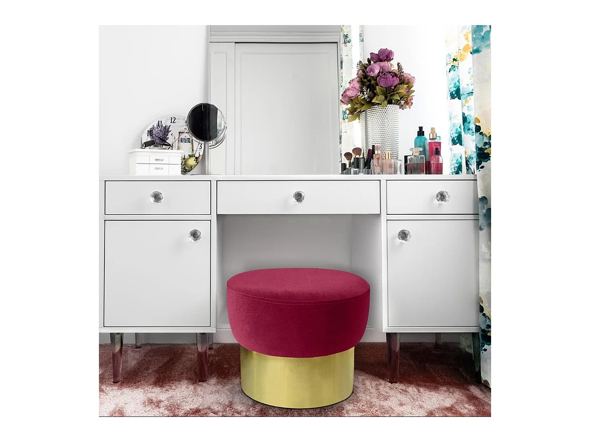 Tabouret Design en Velours "Liya" 44cm Rouge