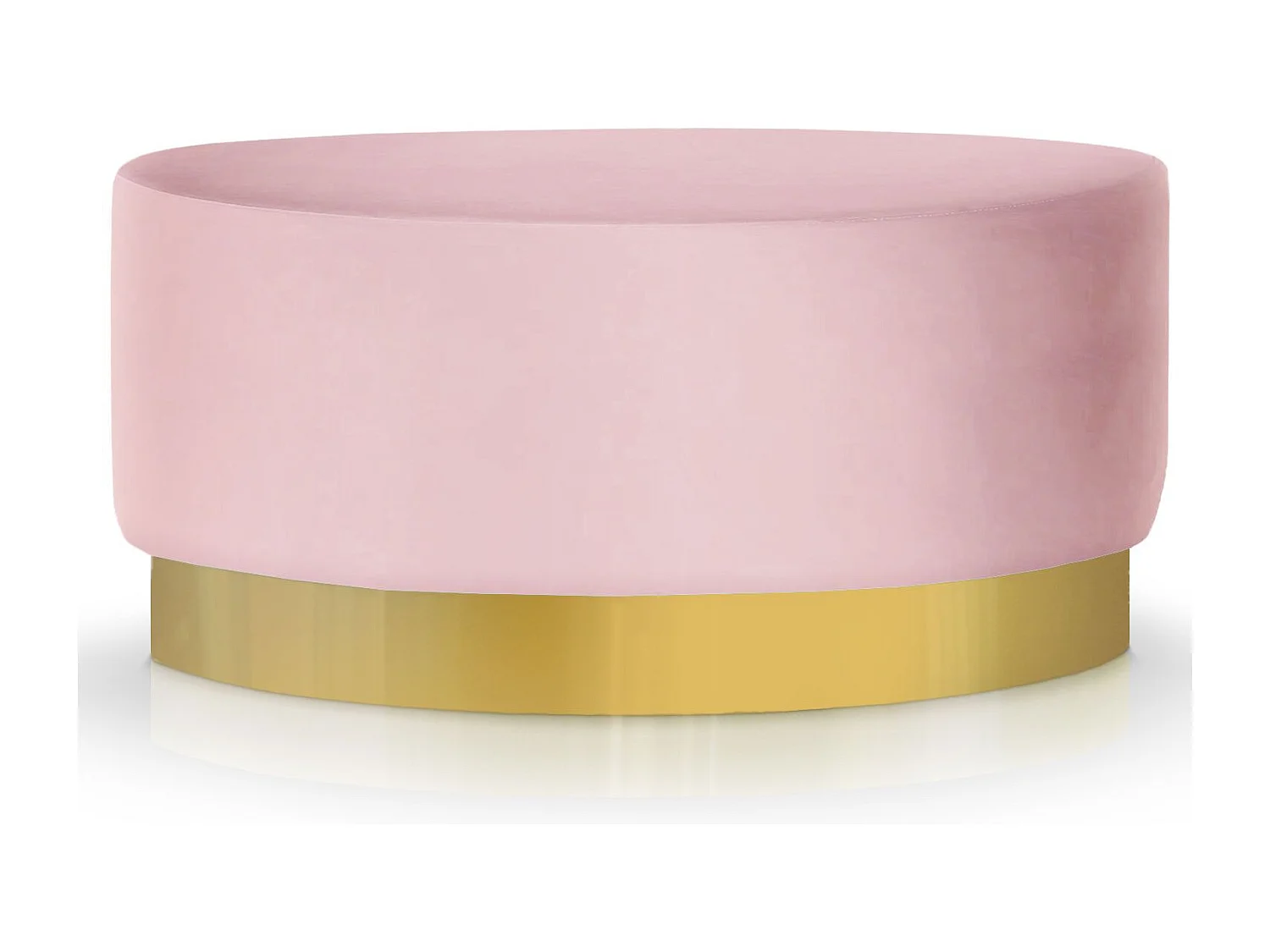 Pouf Rond Daisy Velours Rose Pied Or