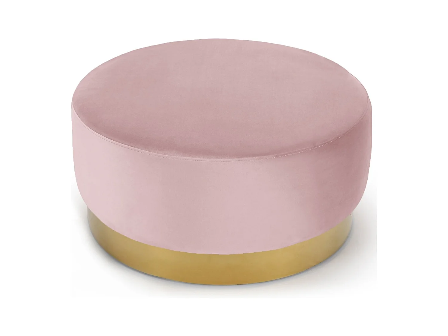 Pouf Rond Daisy Velours Rose Pied Or