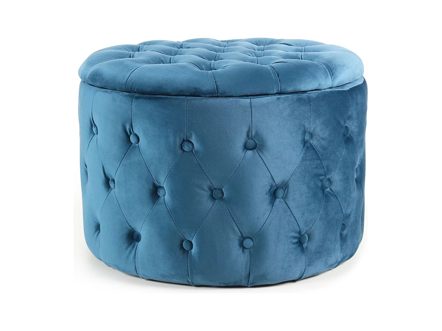Pouf Rond Design en Velours "Visalni" 60cm Bleu
