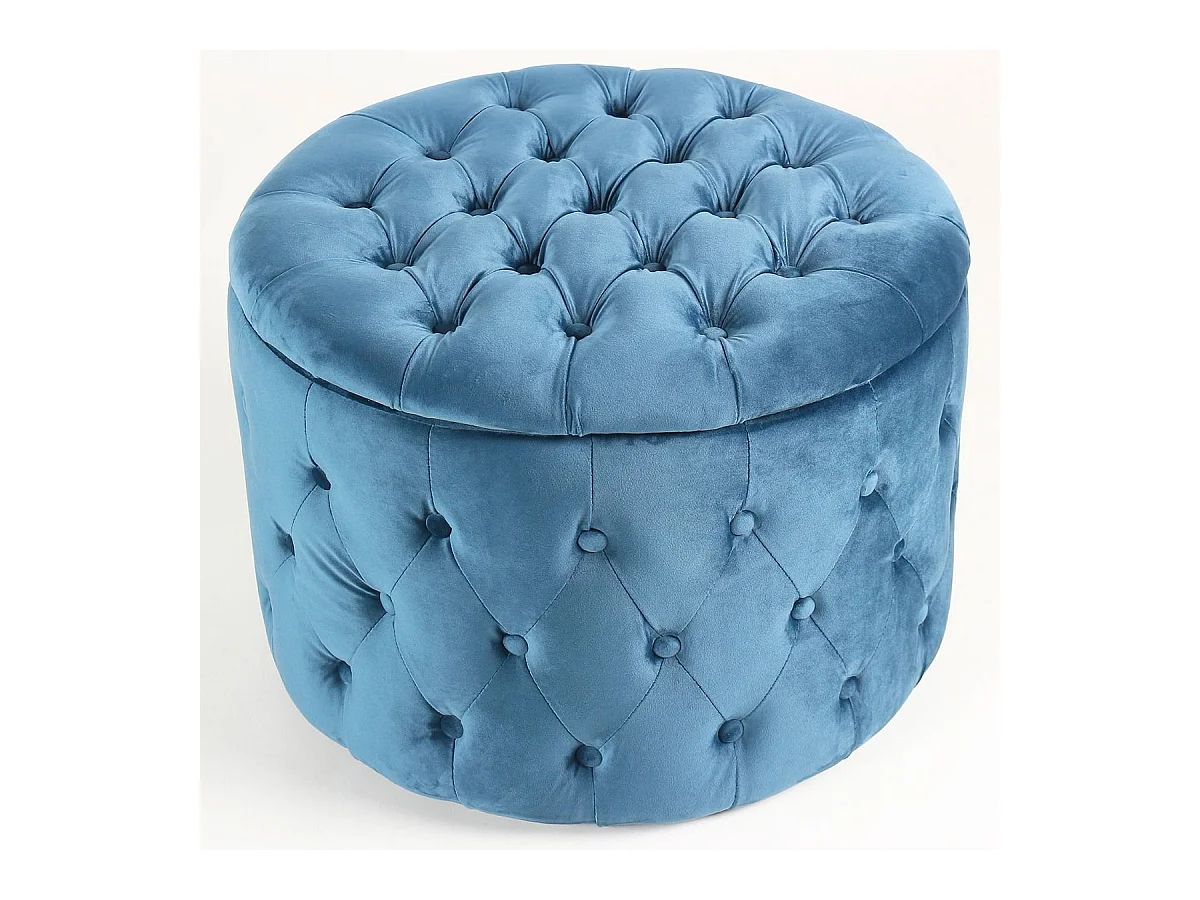 Pouf Rond Design en Velours "Visalni" 60cm Bleu