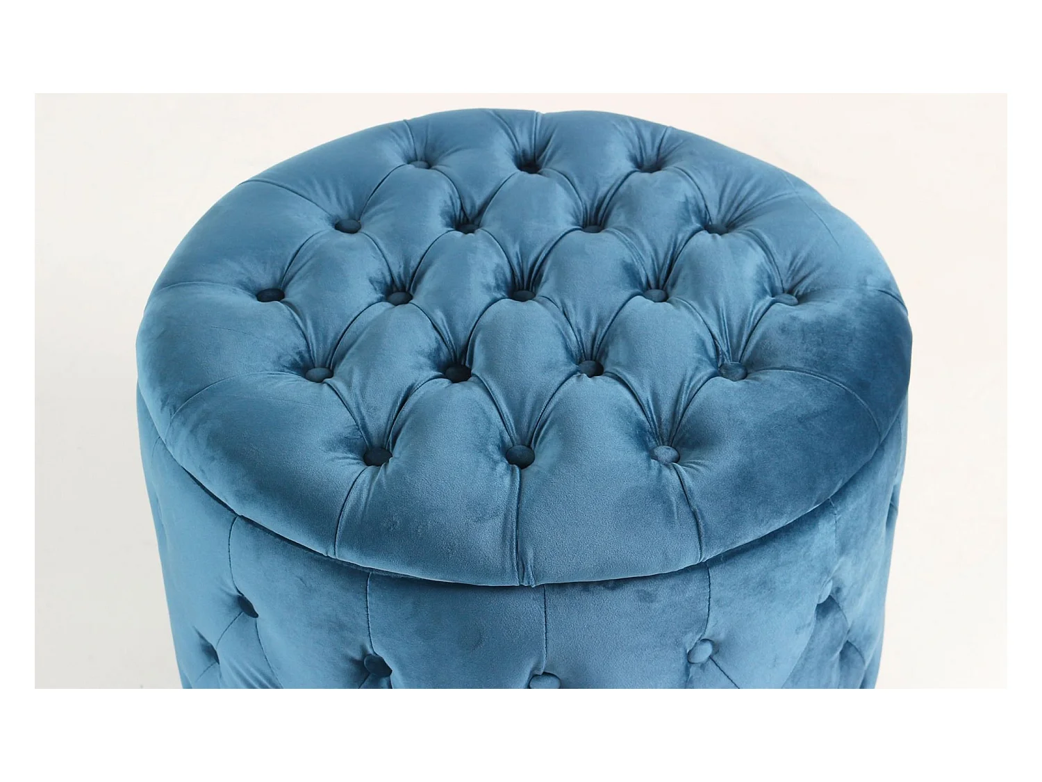Pouf Rond Design en Velours "Visalni" 60cm Bleu