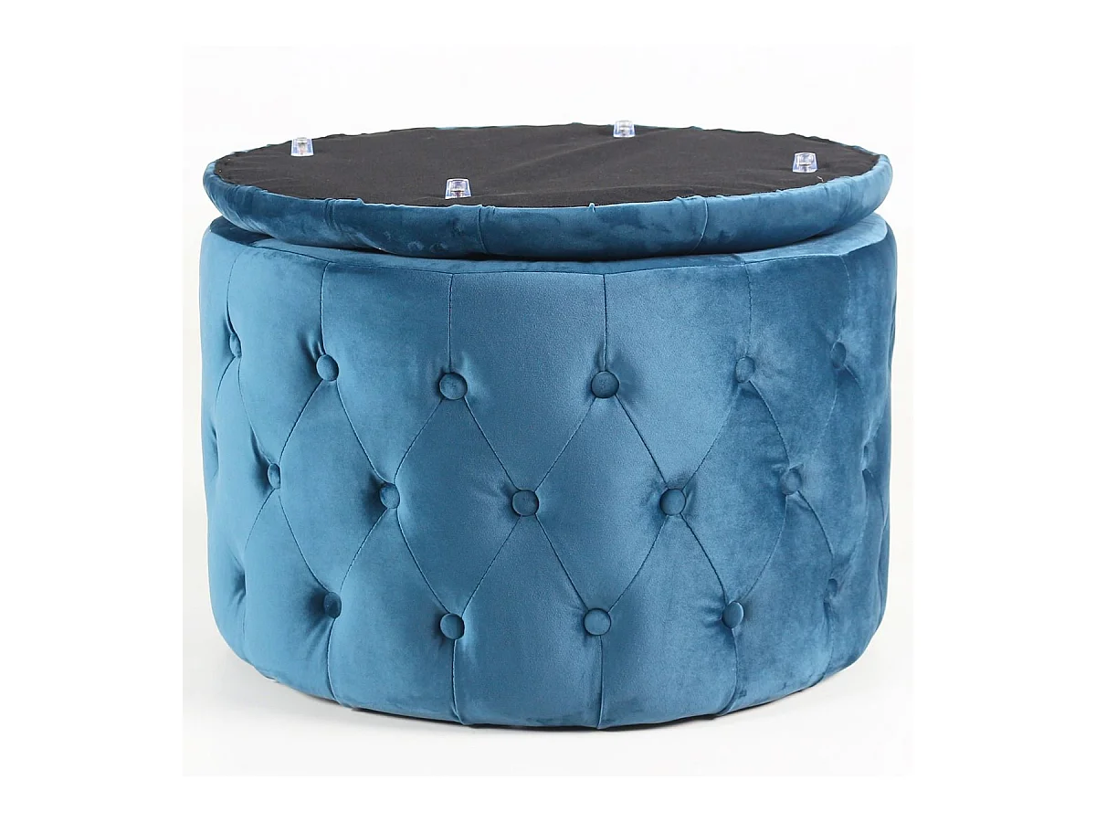 Pouf Rond Design en Velours "Visalni" 60cm Bleu