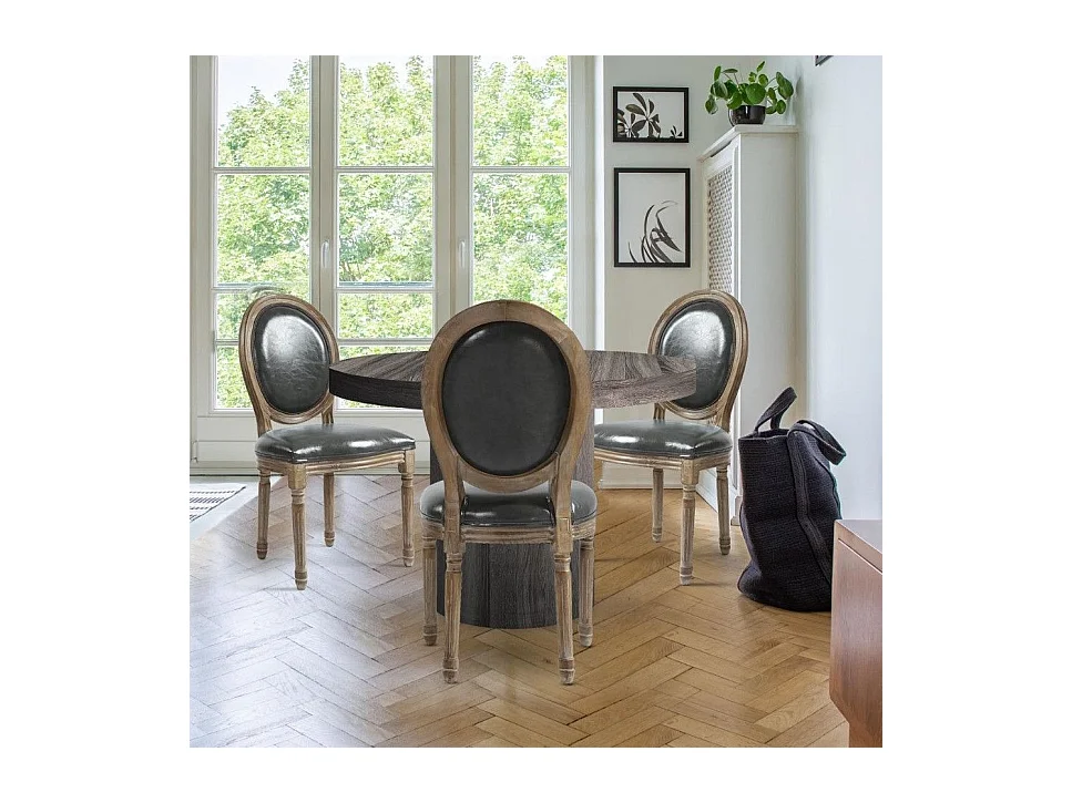 Lot de 2 chaises médaillon Louis XVI Simili (P.U) Gris