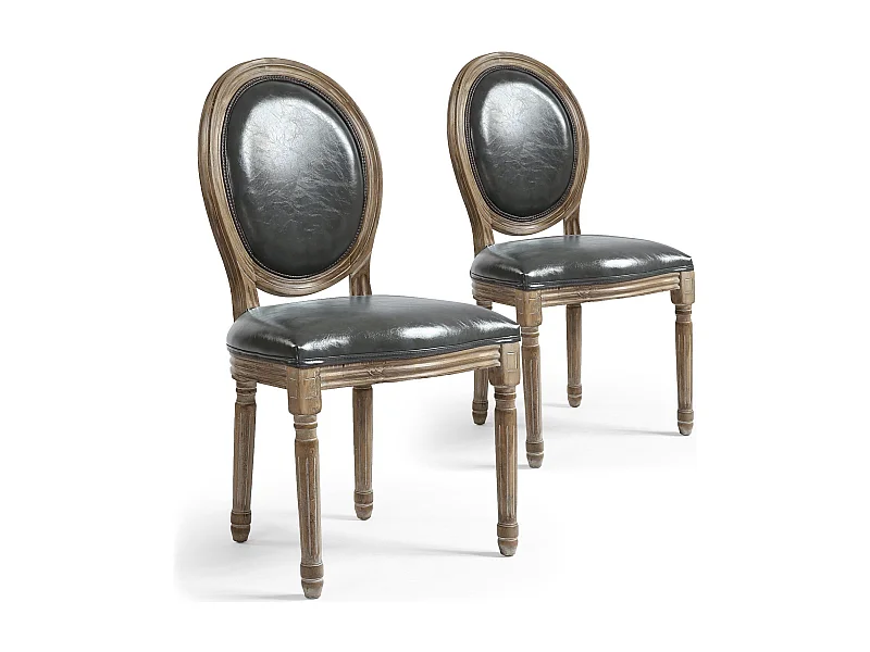 Lot de 2 Chaises Médaillon "Versailles" 96cm Gris