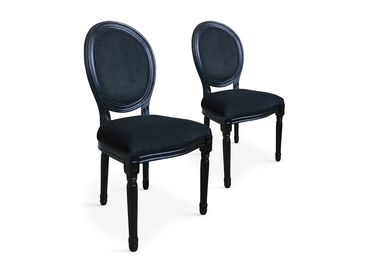 Lot de 2 Chaises Médaillon Velours "Versailles" 96cm Noir