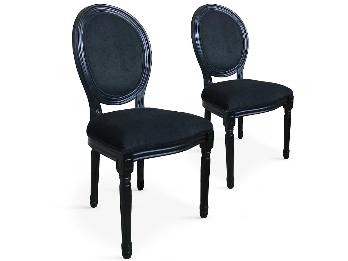 Lot de 2 Chaises Médaillon Velours "Versailles" 96cm Noir